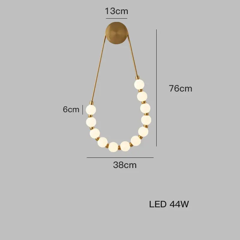 Modern black gold led necklace wall lamp for bedroom