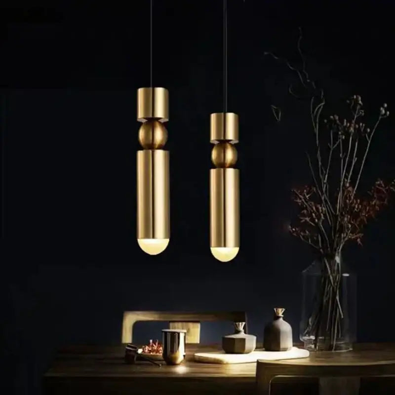 Modern gold led tube pendant light – kitchen & shop decoration