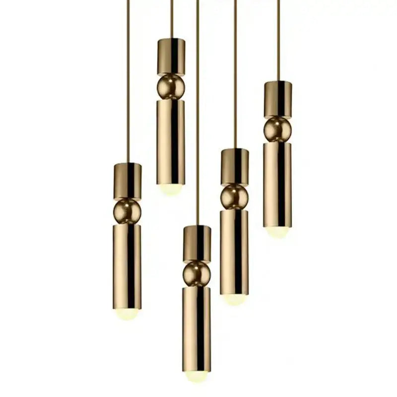 Modern gold led tube pendant light – kitchen & shop decoration