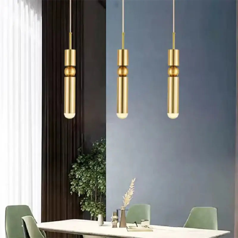 Modern gold led tube pendant light – kitchen & shop decoration