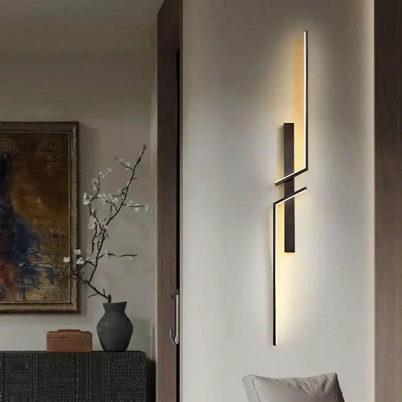 Modern minimalist black gold led wall lights for bedroom