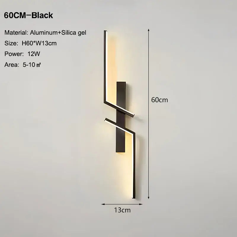 Modern minimalist black gold led wall lights for bedroom