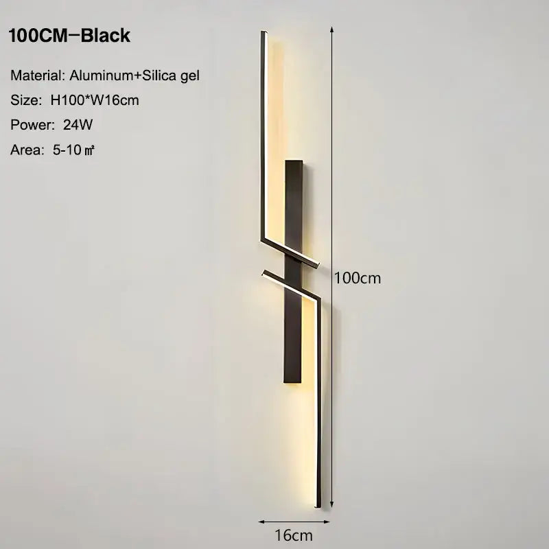Modern minimalist black gold led wall lights for bedroom