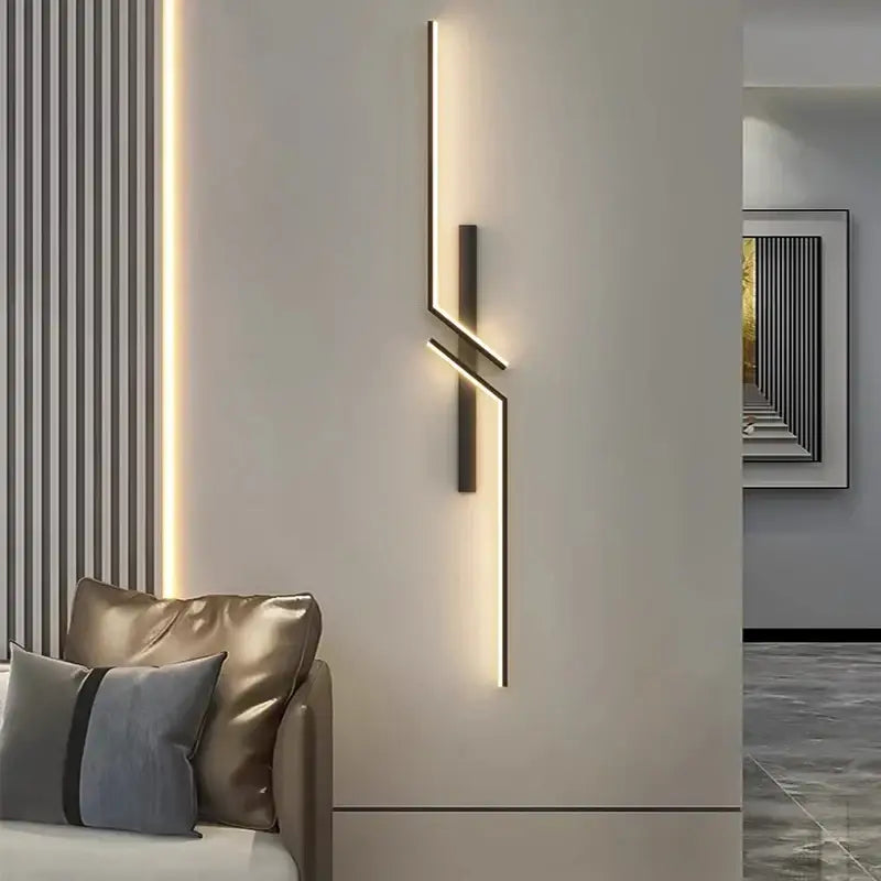 Modern minimalist black gold led wall lights for bedroom