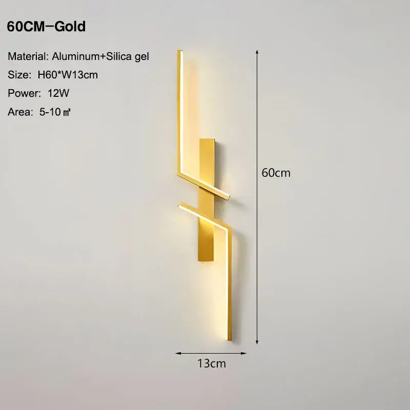 Modern minimalist black gold led wall lights for bedroom
