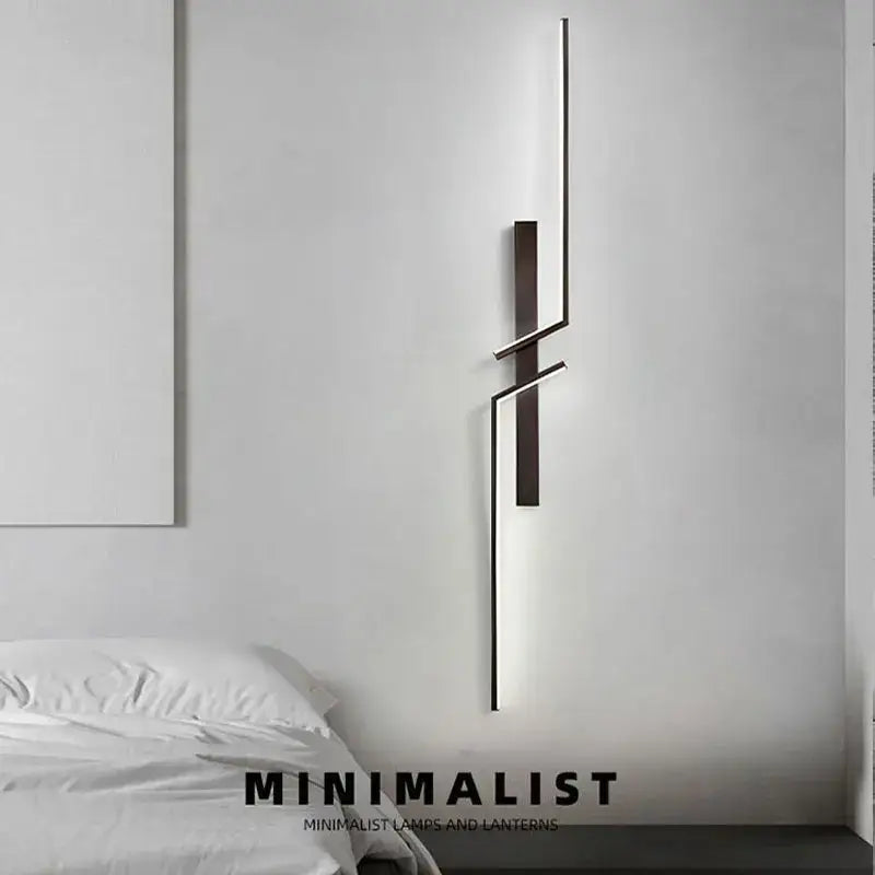Modern minimalist black gold led wall lights for bedroom
