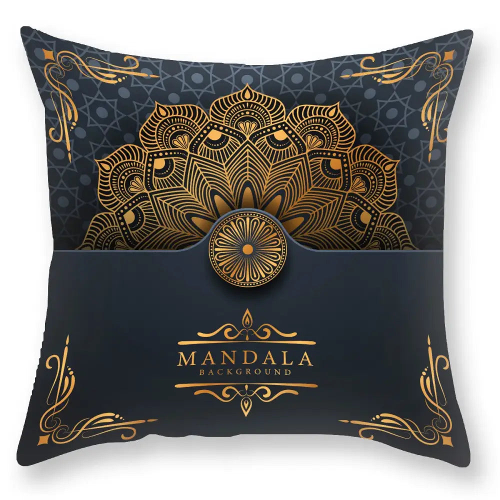 Luxury black gold mandala throw pillowcase bedroom decor