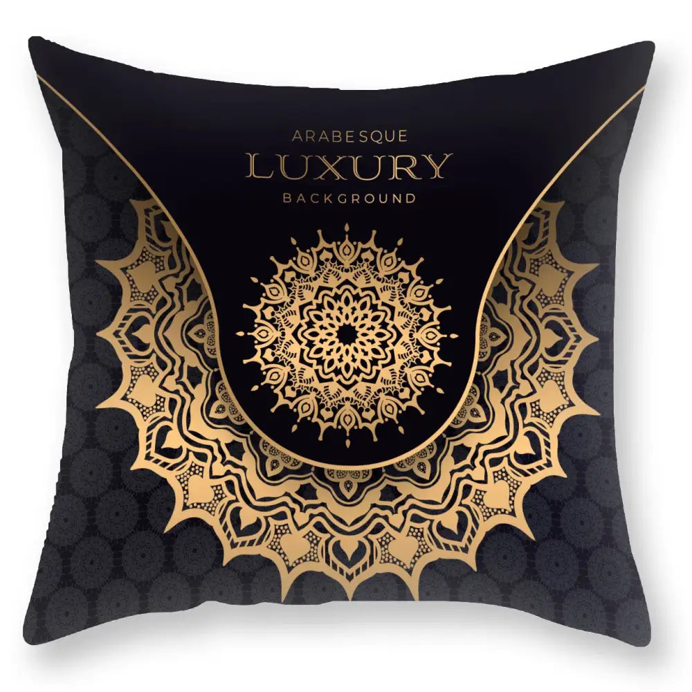 Luxury black gold mandala throw pillowcase bedroom decor