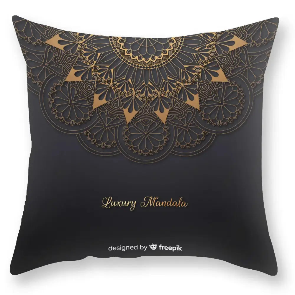 Luxury black gold mandala throw pillowcase bedroom decor