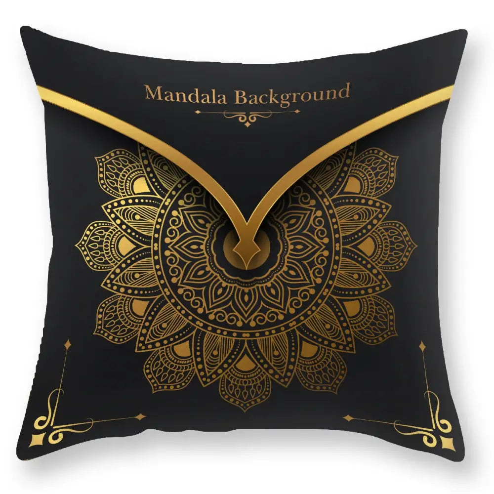 Luxury black gold mandala throw pillowcase bedroom decor