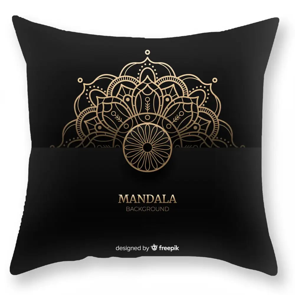 Luxury black gold mandala throw pillowcase bedroom decor