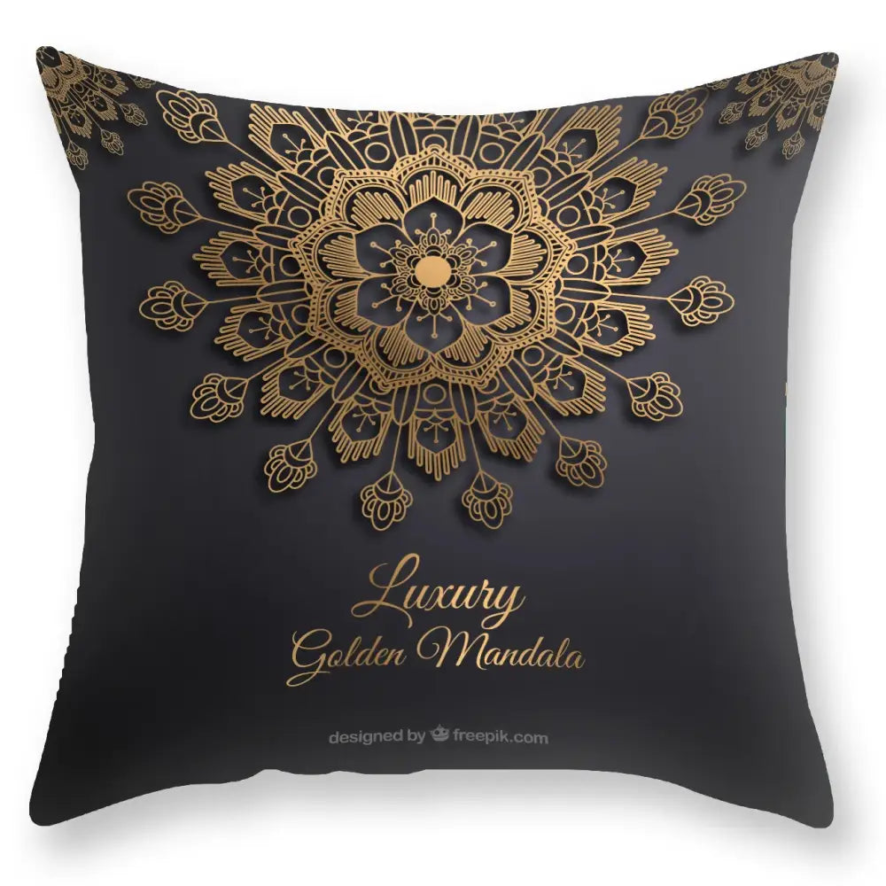 Luxury black gold mandala throw pillowcase bedroom decor