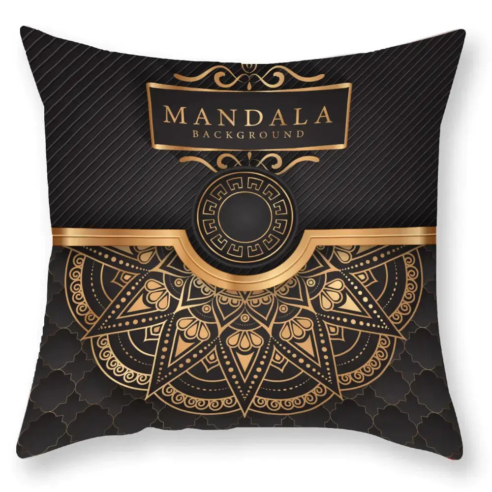 Luxury black gold mandala throw pillowcase bedroom decor
