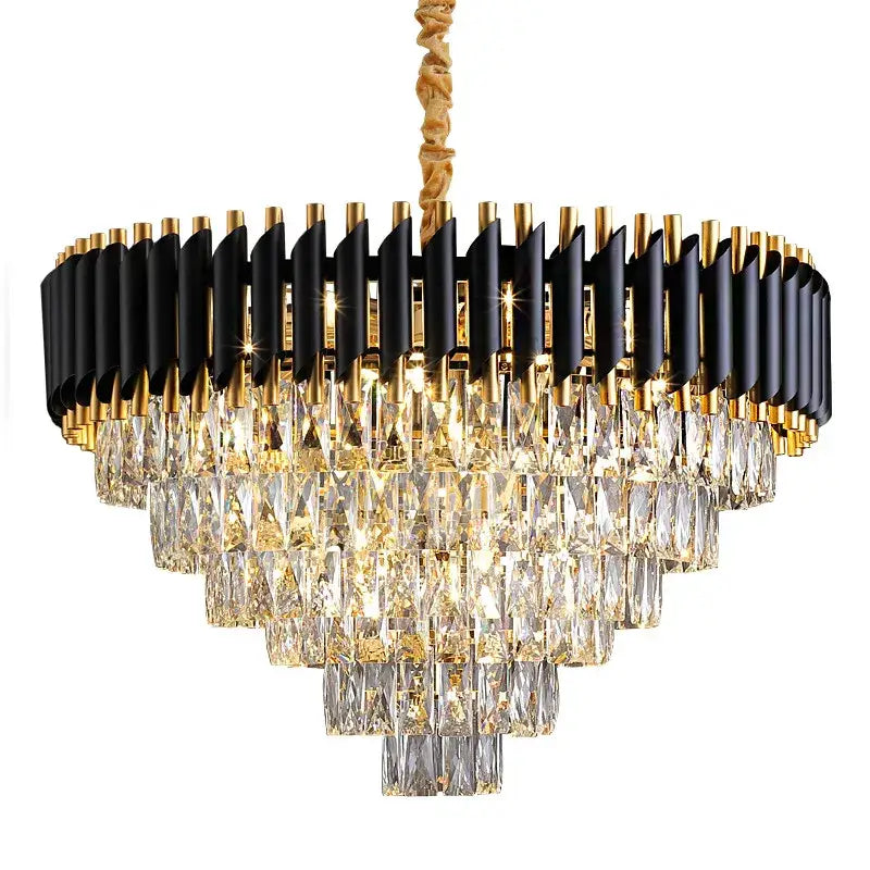 Modern black & gold metal led chandelier dining room crystal lamp