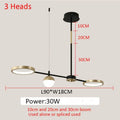Modern black & gold minimalist chandelier dining room pendant light