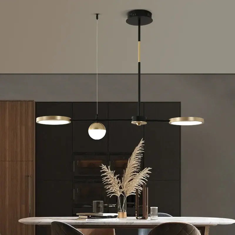 Modern black & gold minimalist chandelier dining room pendant light