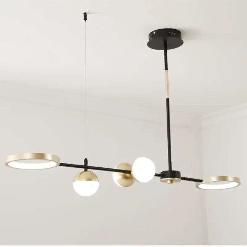 Modern black & gold minimalist chandelier dining room pendant light