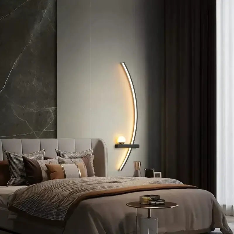 Modern crescent black & gold modern wall sconce bedroom light