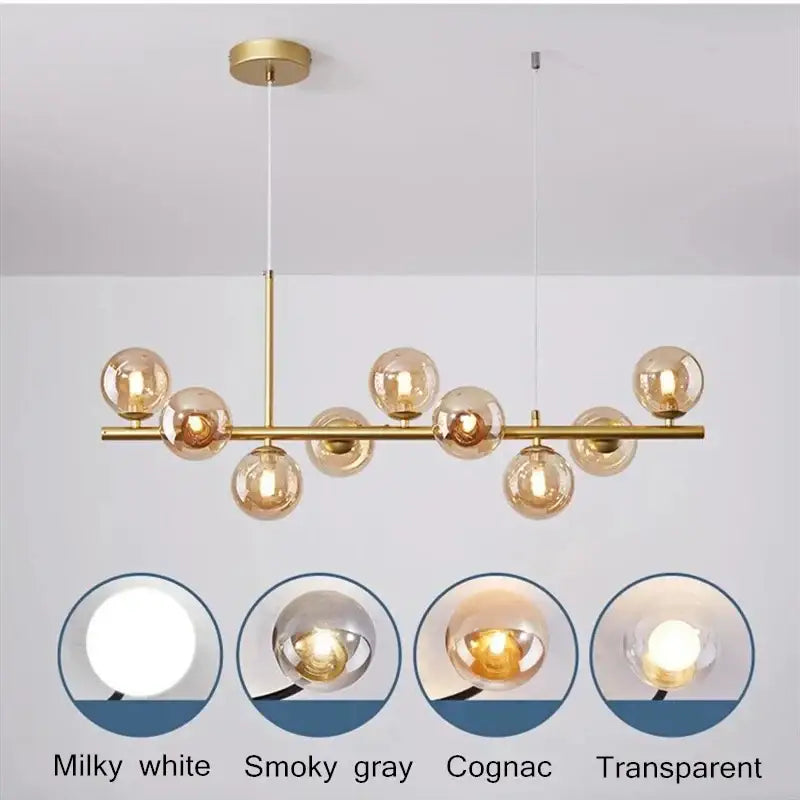 Modern black gold nordic pendant with glass globes dining room