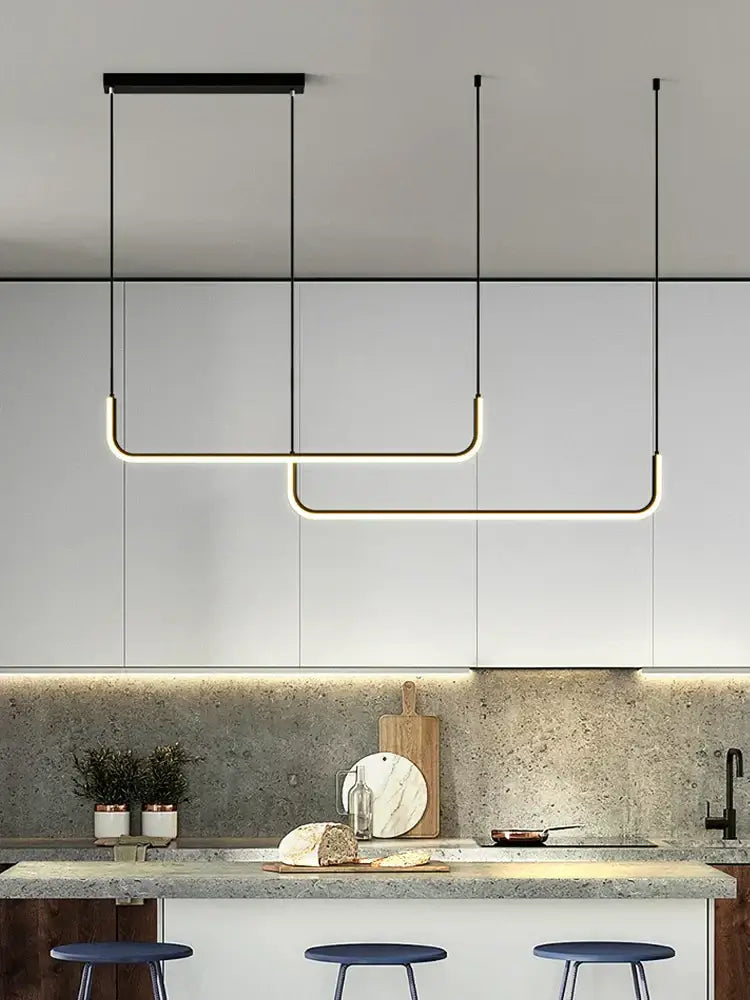 Modern black & gold pendant chandelier led for dining room
