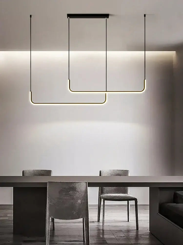 Modern black & gold pendant chandelier led for dining room