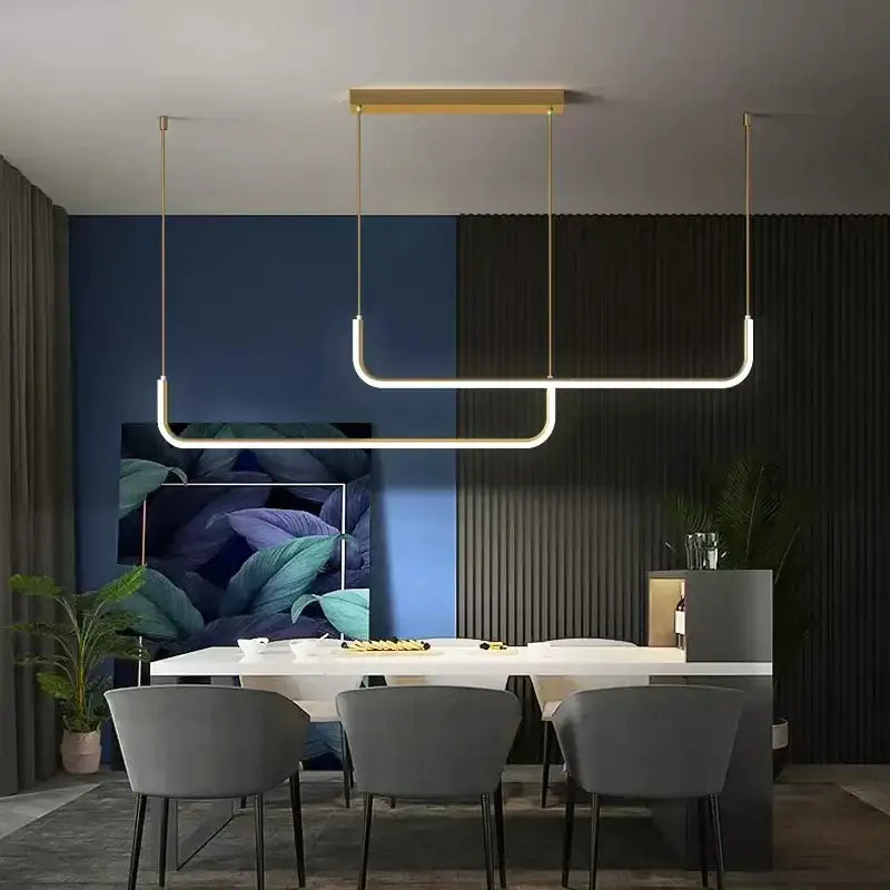 Modern black & gold pendant chandelier led for dining room