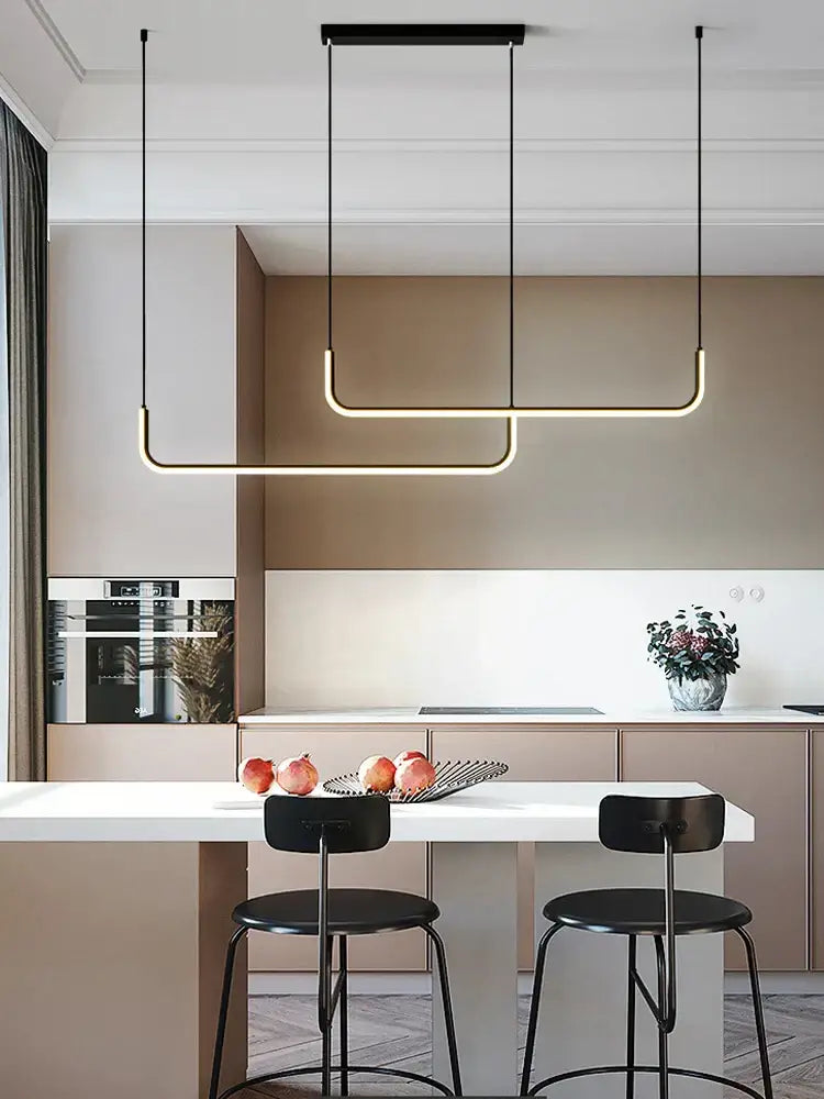 Modern black & gold pendant chandelier led for dining room