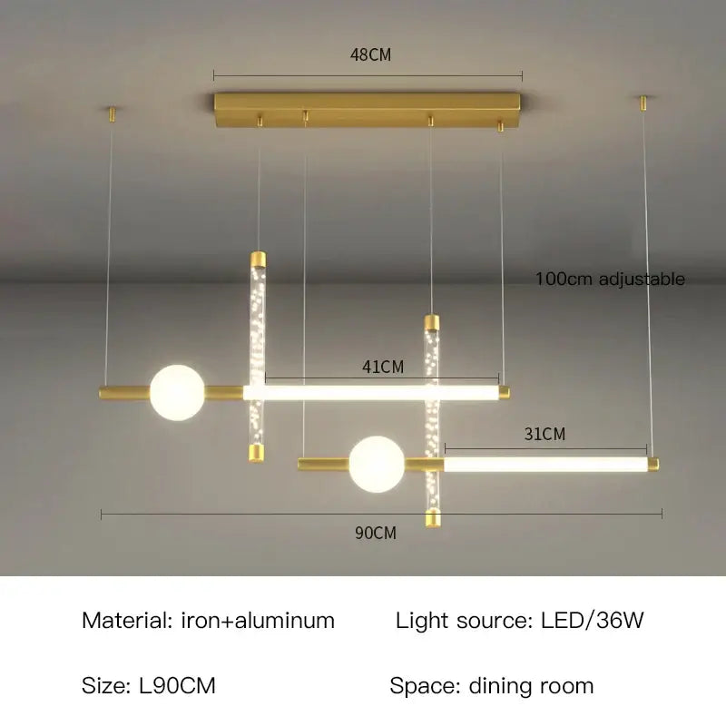 Modern black & gold pendant lamp for dining room and kitchen