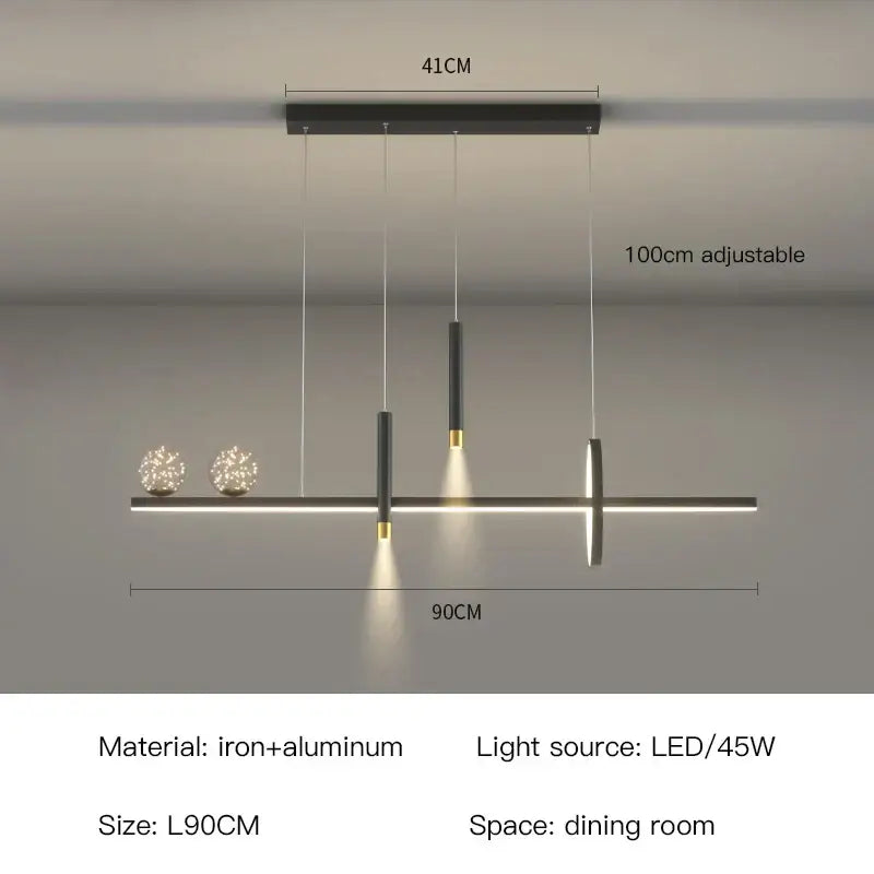 Modern black & gold pendant lamp for dining room and kitchen