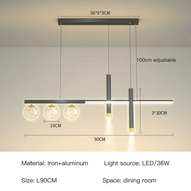 Modern black & gold pendant lamp for dining room and kitchen