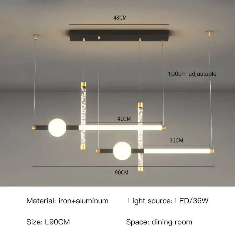 Modern black & gold pendant lamp for dining room and kitchen