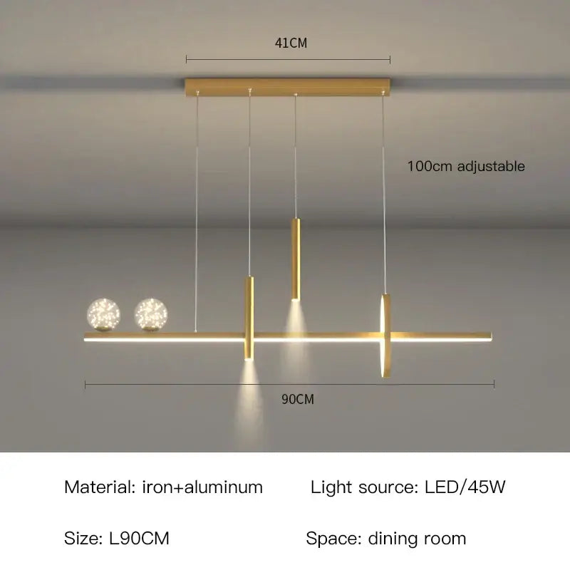 Modern black & gold pendant lamp for dining room and kitchen