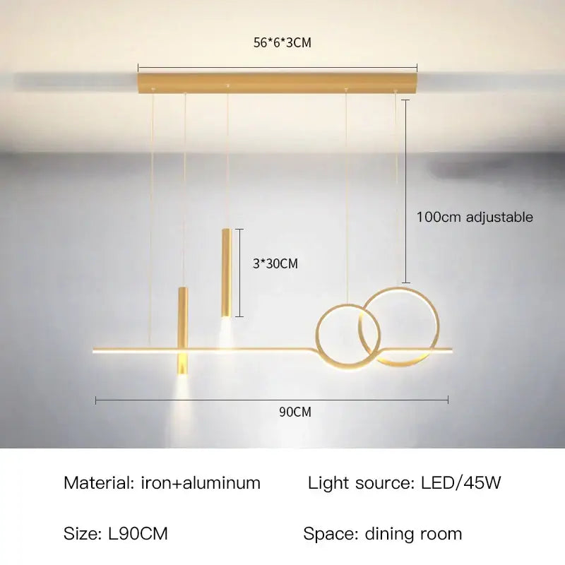 Modern black & gold pendant lamp for dining room and kitchen