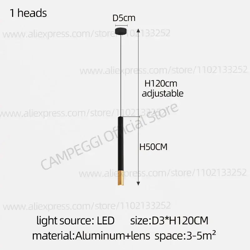 Modern black & gold pendant lamp dining room cascading led lighting