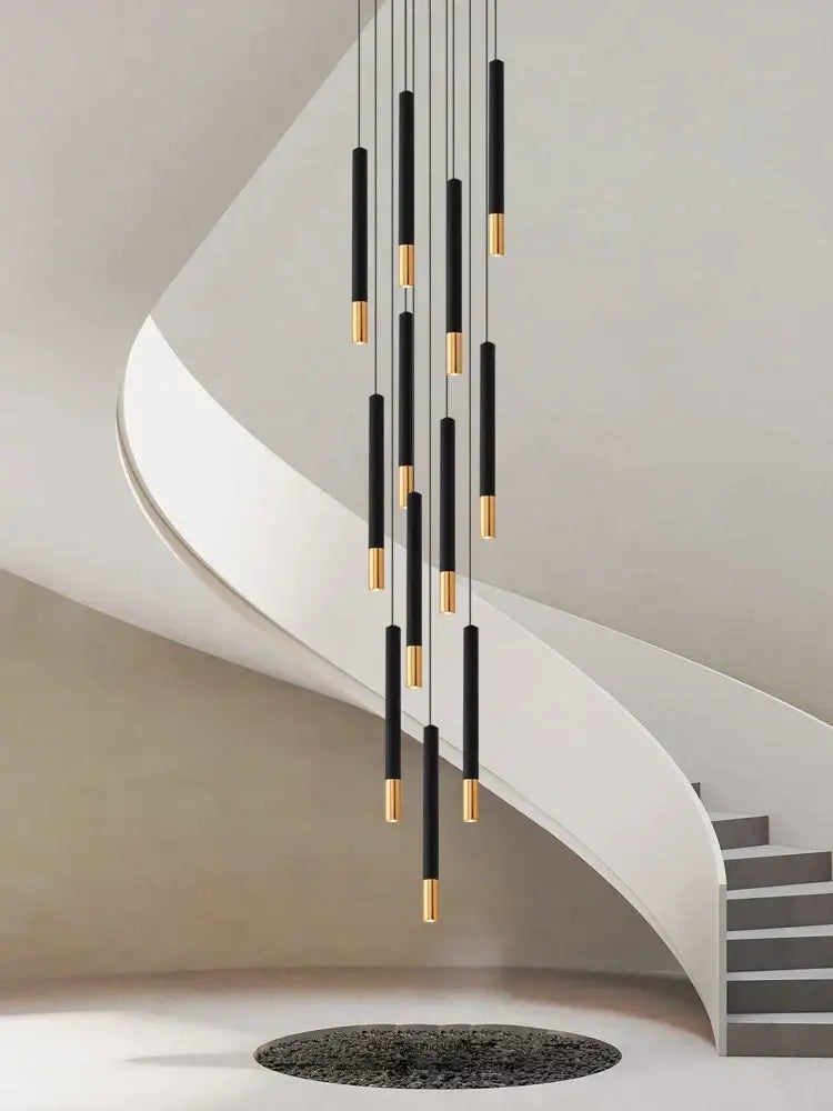 Modern black & gold pendant lamp dining room cascading led lighting