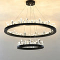 Modern black gold rings crystal chandelier living room luxury lighting