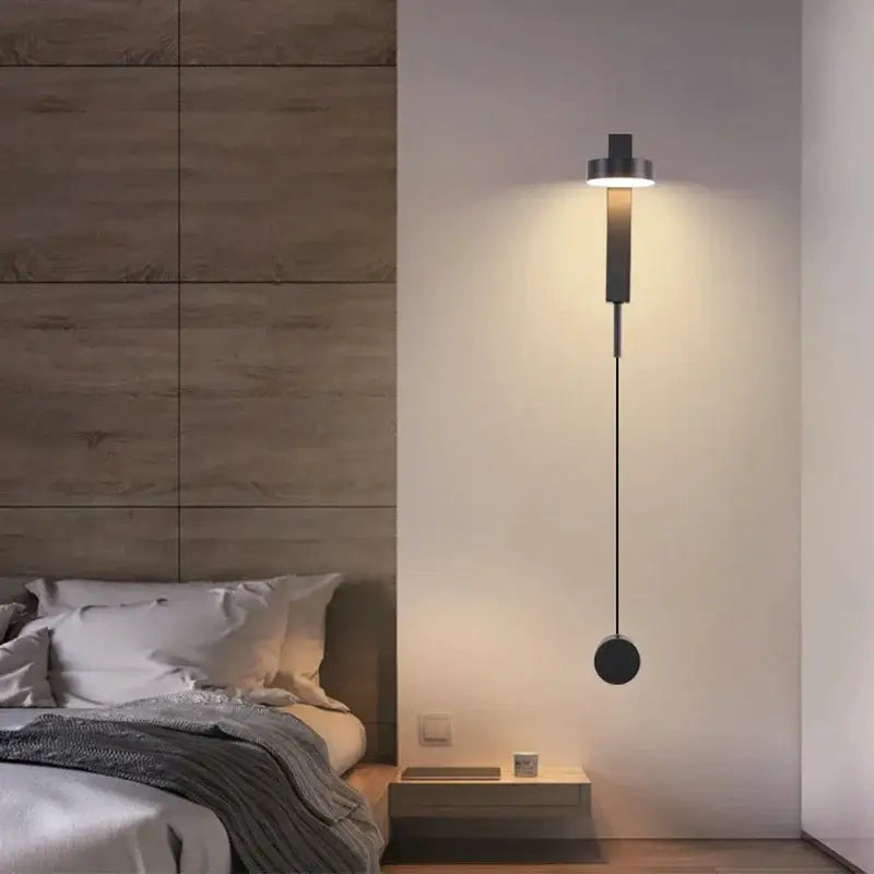 Modern black gold rotating led wall lamp bedroom sconce