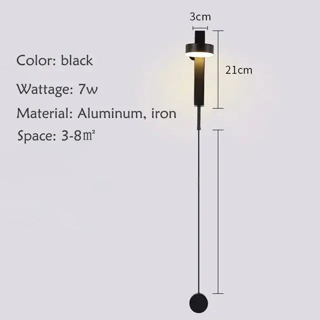 Modern black gold rotating led wall lamp bedroom sconce