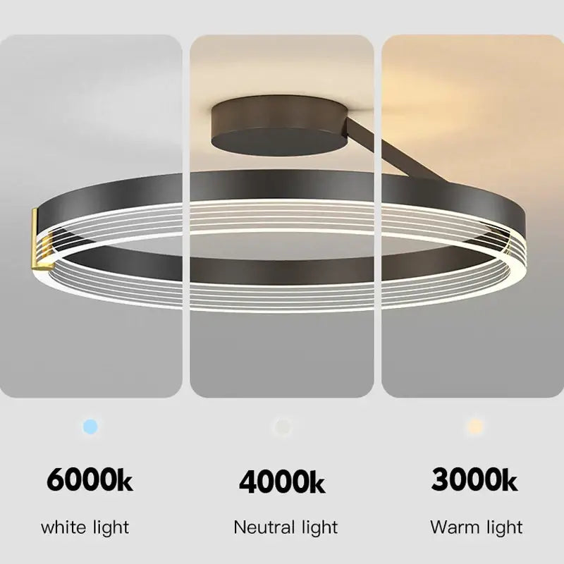 Modern black gold round chandelier living room ceiling light