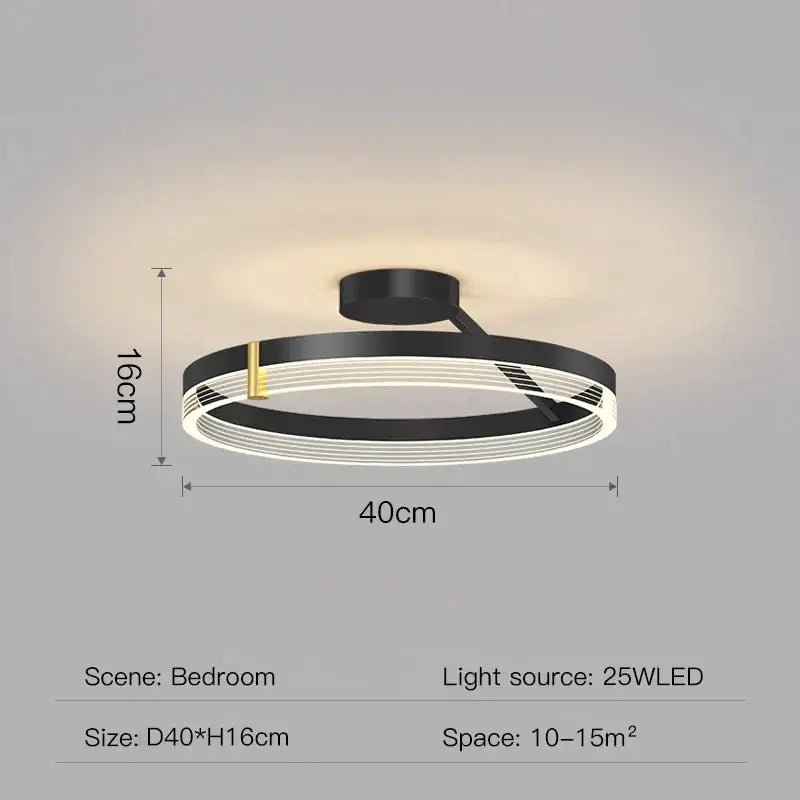 Modern black gold round chandelier living room ceiling light