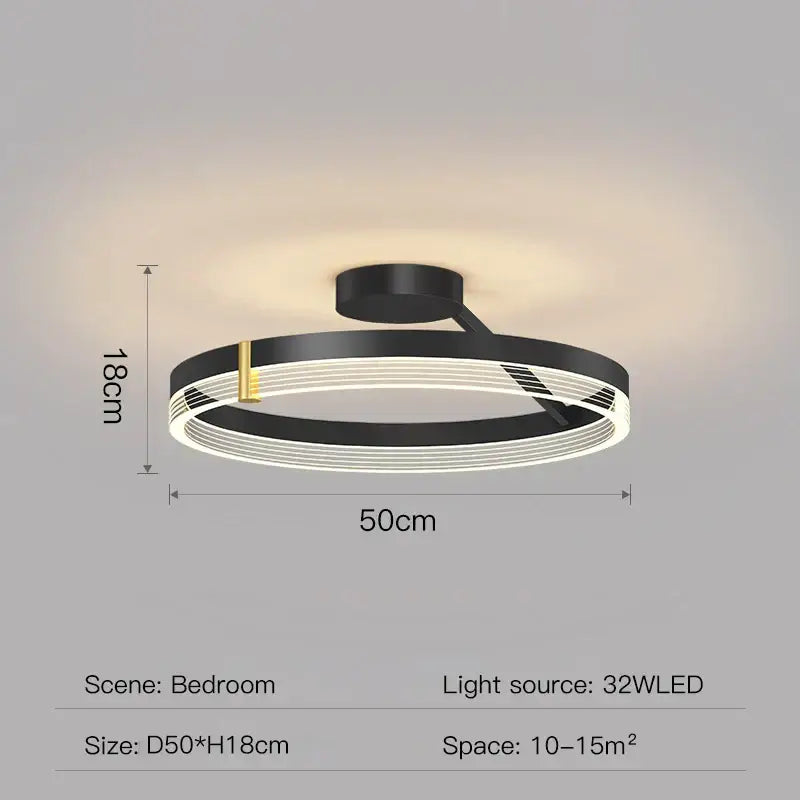 Modern black gold round chandelier living room ceiling light