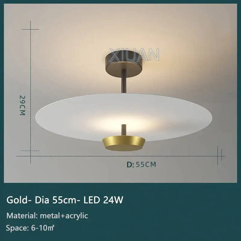 Modern black & gold round chandelier living room dimming light
