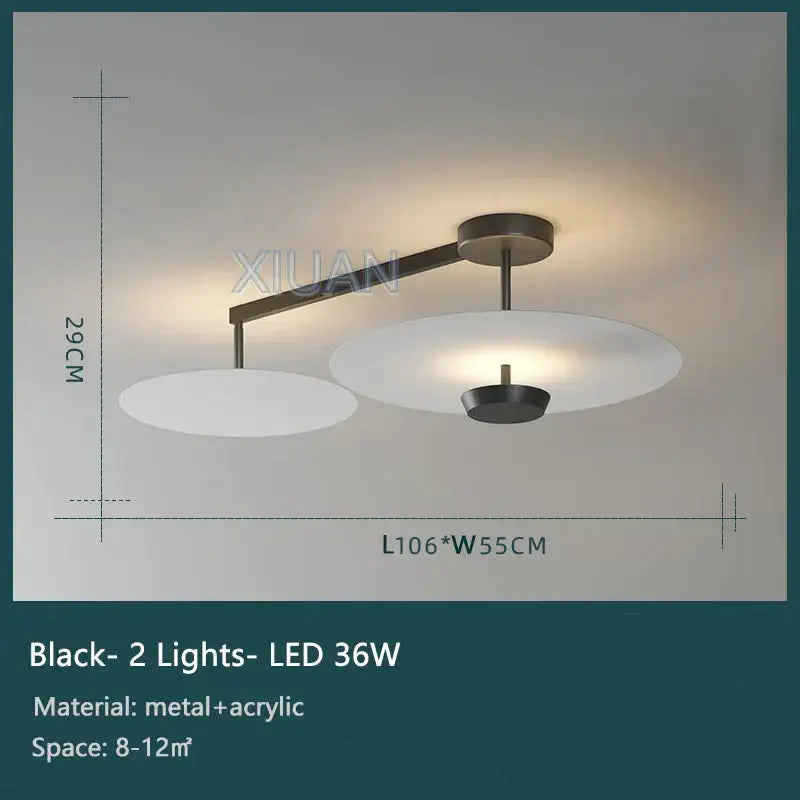 Modern black & gold round chandelier living room dimming light