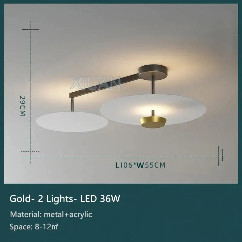 Modern black & gold round chandelier living room dimming light