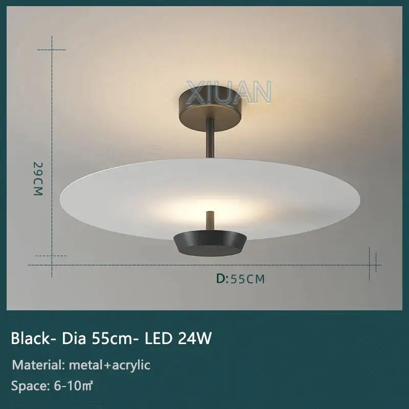 Modern black & gold round chandelier living room dimming light