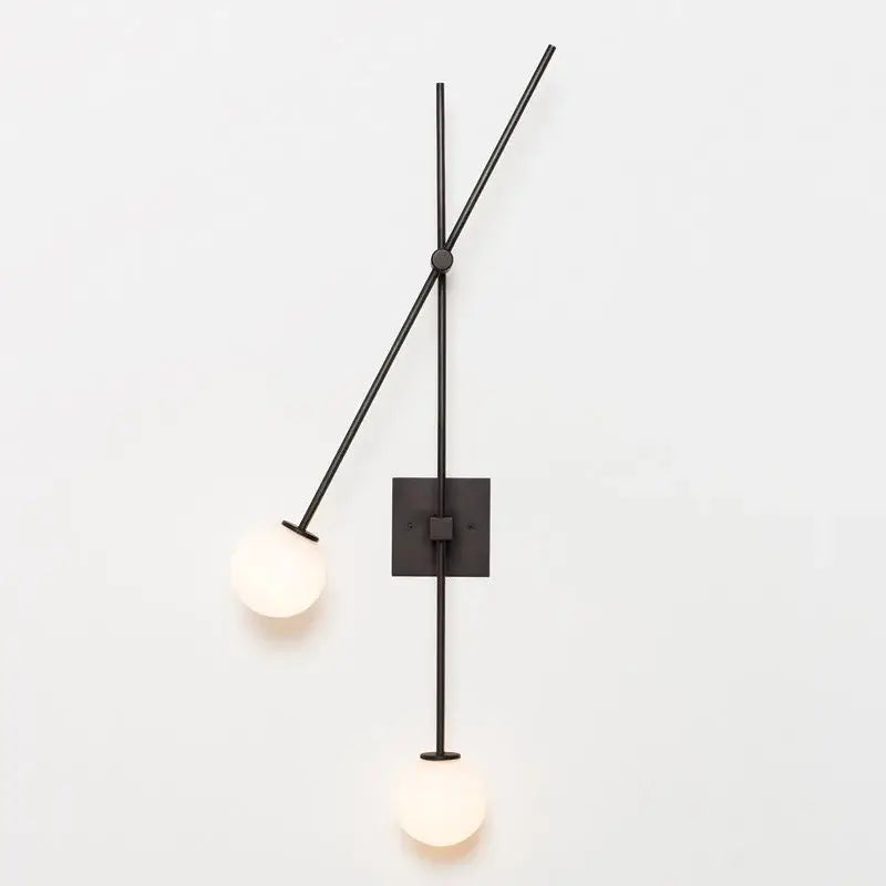 Modern black & golden led glass ball wall sconce for bedroom