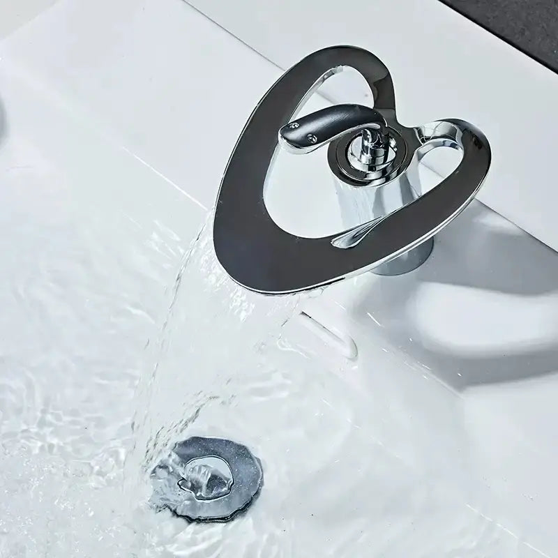 Modern matte black waterfall basin faucet bathroom hot cold mixer tap