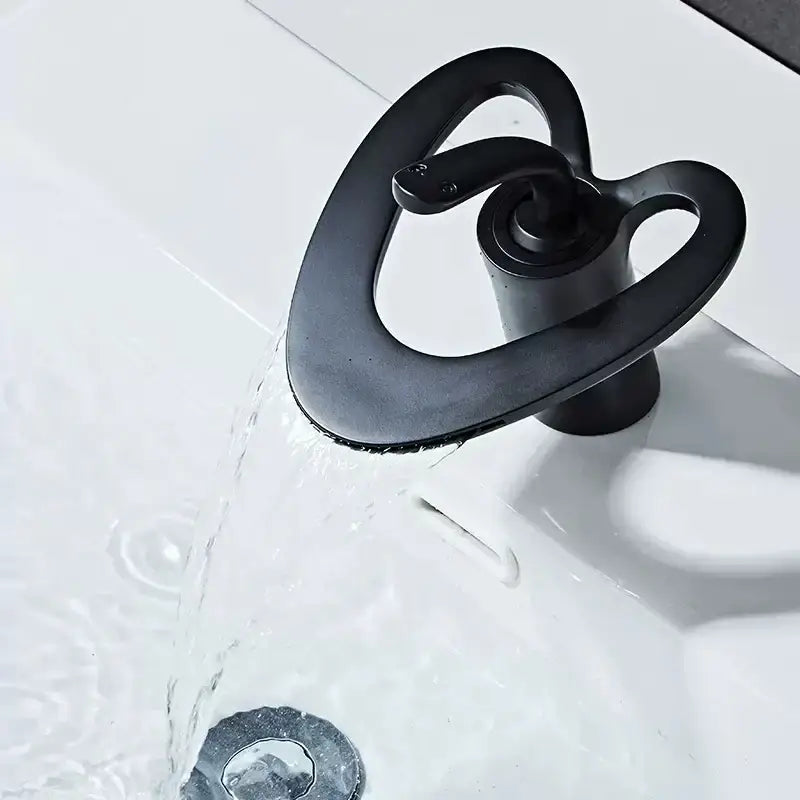 Modern matte black waterfall basin faucet bathroom hot cold mixer tap