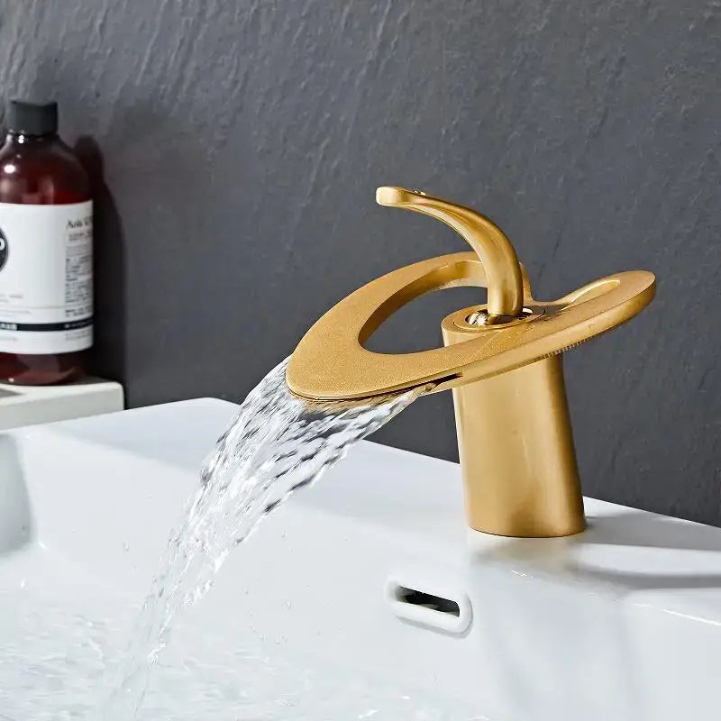 Modern matte black waterfall basin faucet bathroom hot cold mixer tap