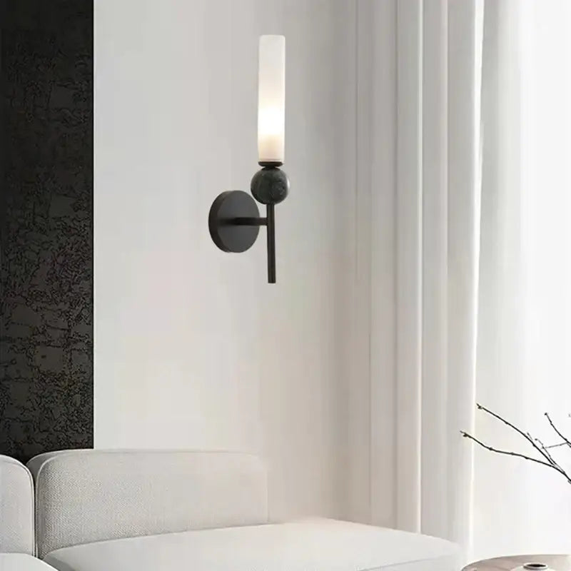 Modern gold and black wall lamp with acrylic lampshade bedroom sconce